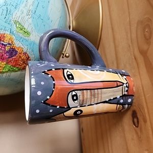 Vintage 1997 Laurel Burch tall cat mug